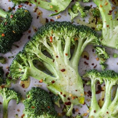 Garlic Roasted Broccoli Drizzled With