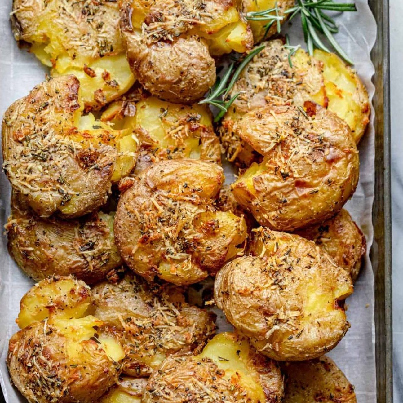 Garlic Roasted Potatoes With Melted Cheese