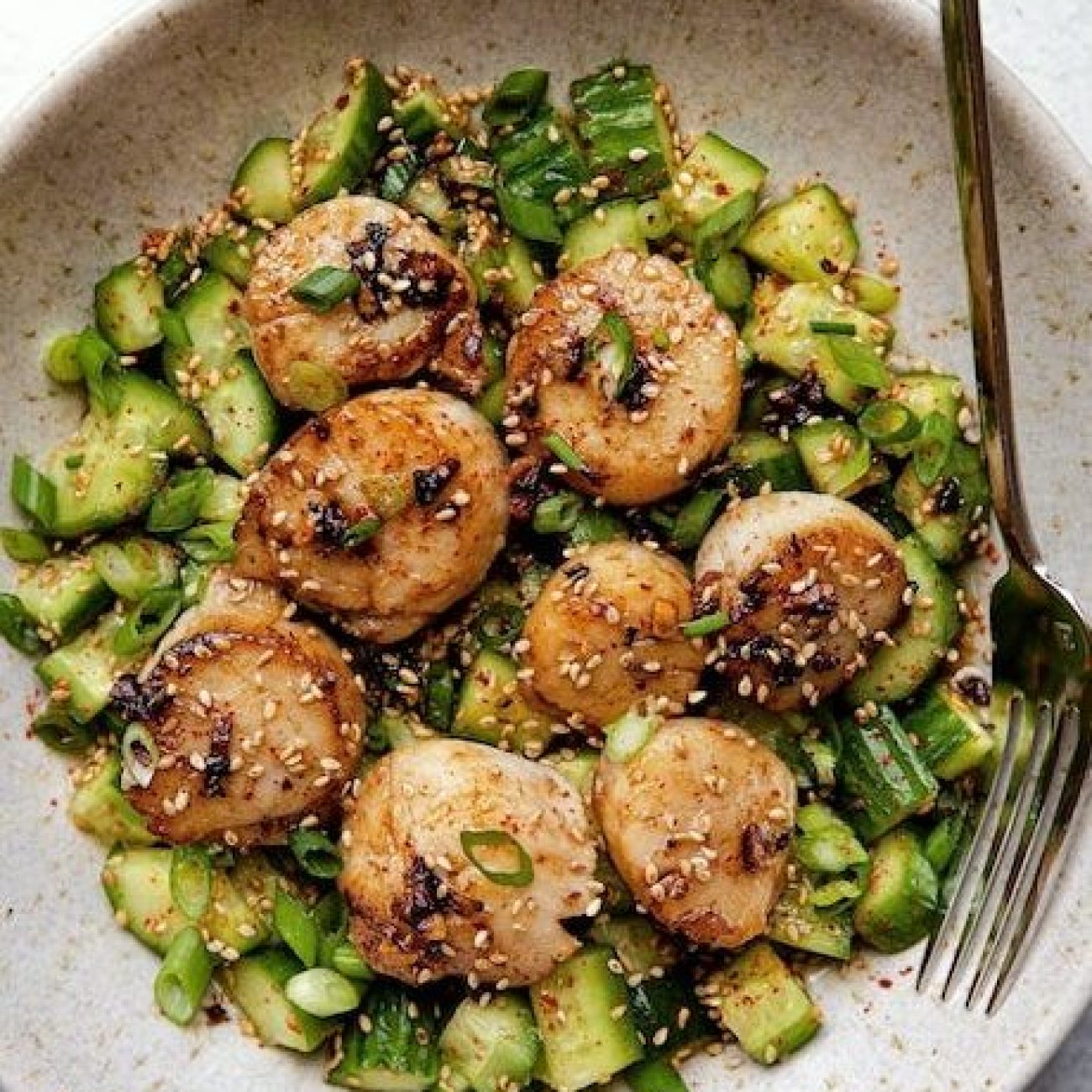 Gingered Cucumber Salad With Scallops