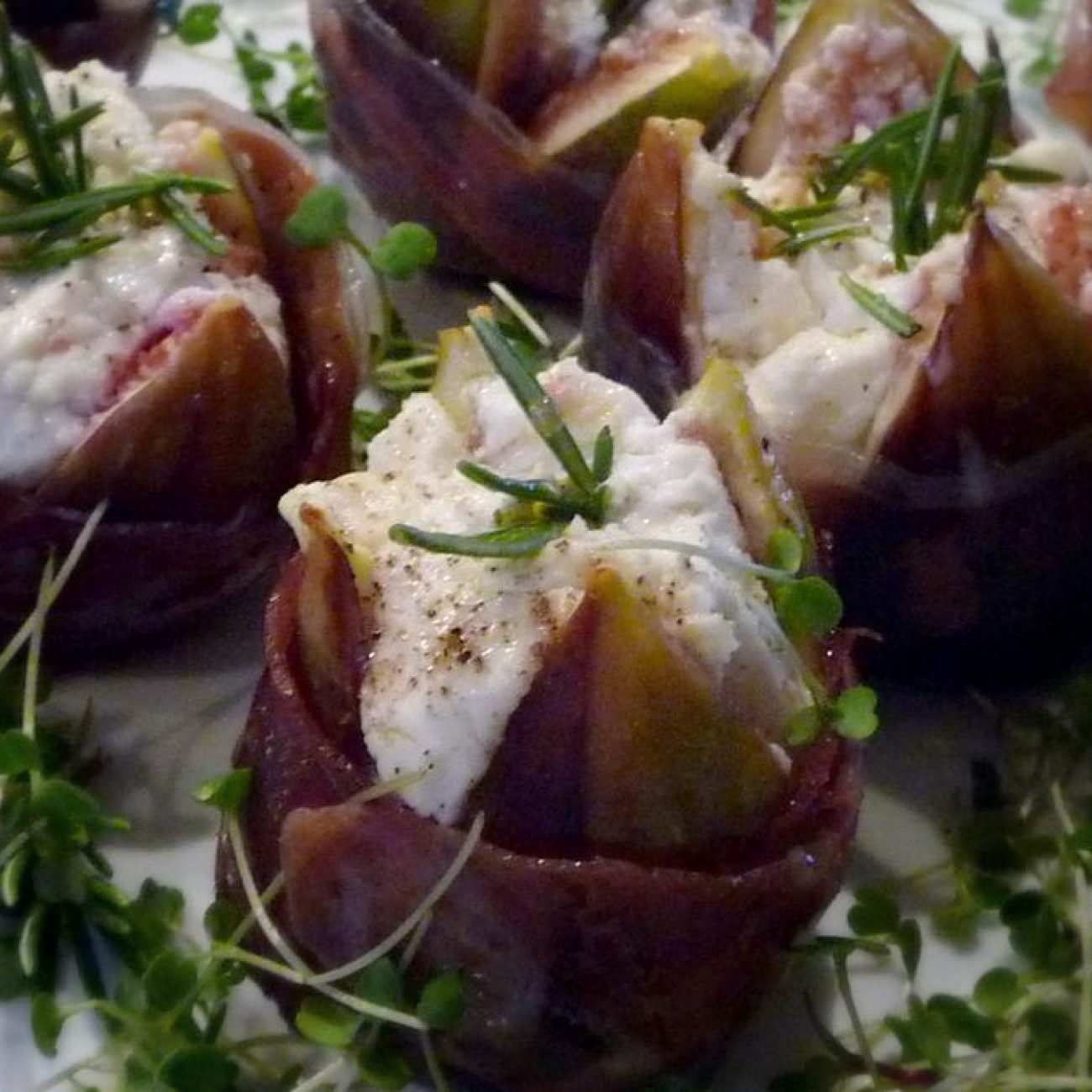 Goat Cheese Stuffed Figs Wrapped In