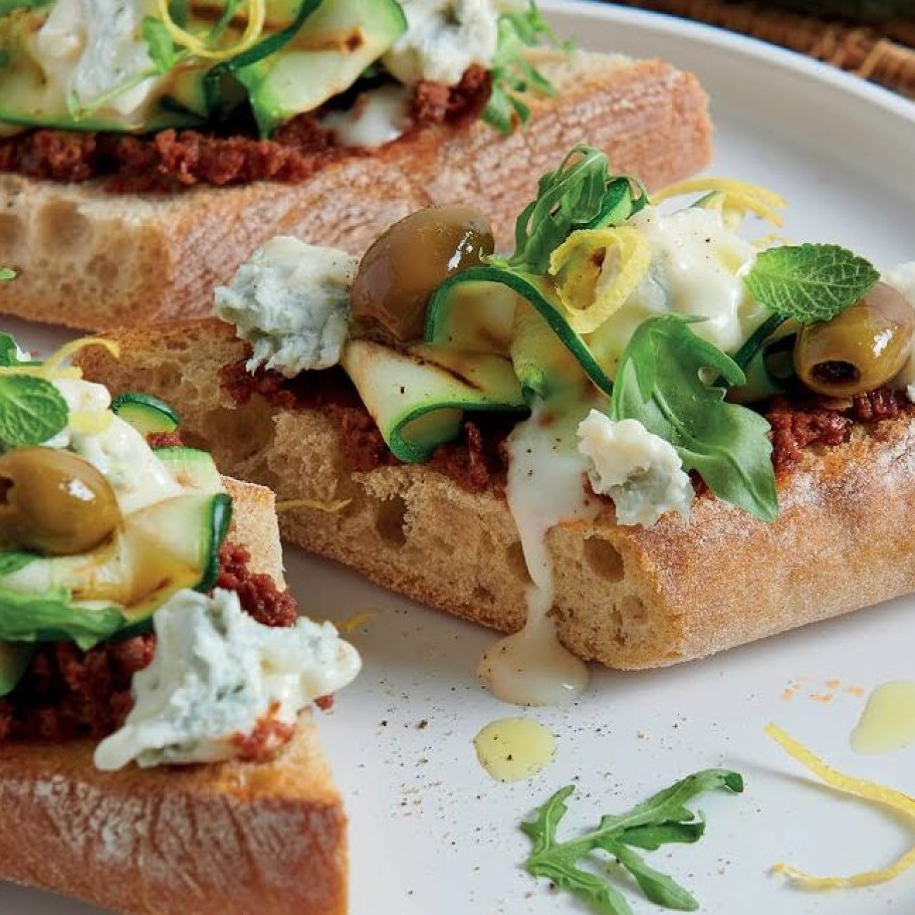 Golden Tomato Bruschetta W/ Gorgonzola