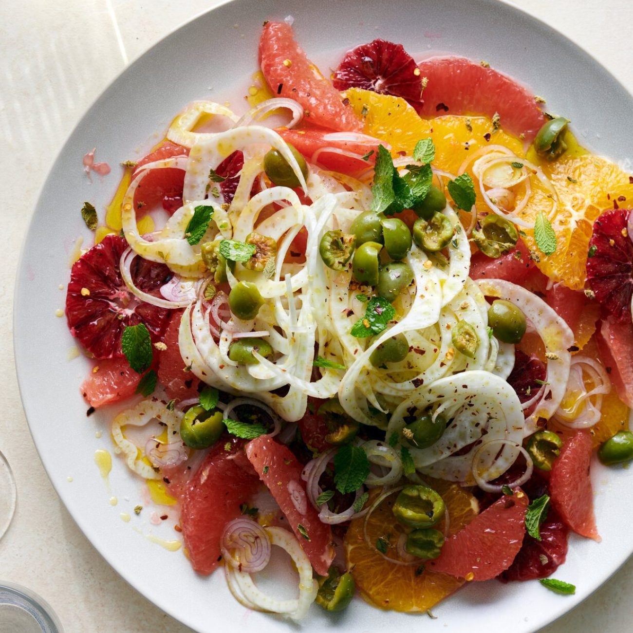 Grapefruit, Onion And Basil Salad