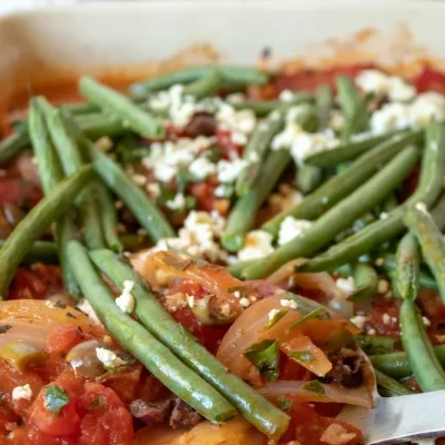 Green Beans With Tomatoes, Olives, And Feta