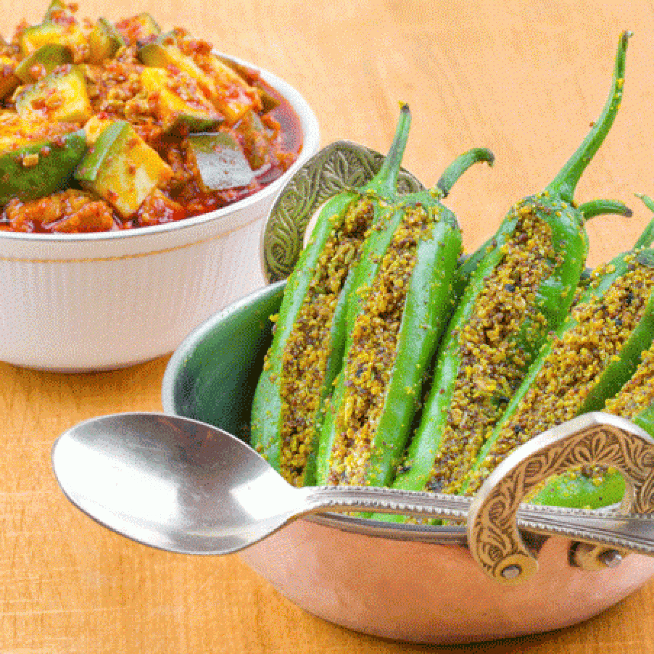 Green Chilies Stuffed And Fried Set Your