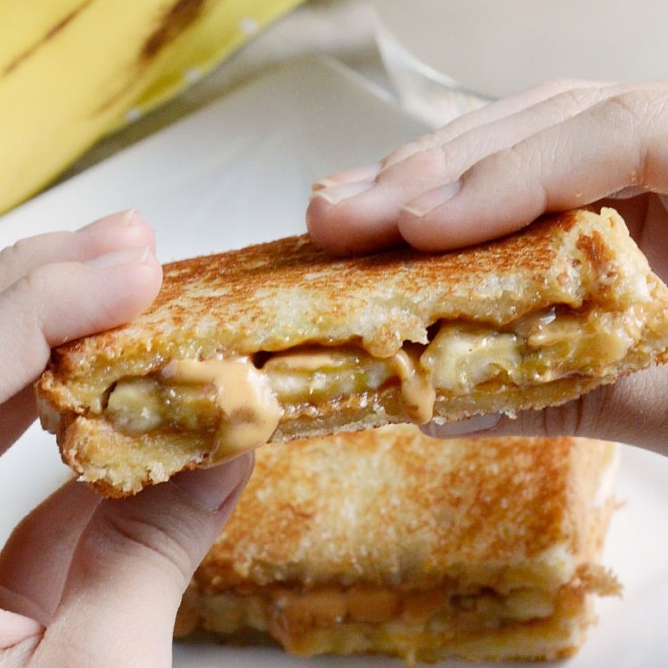 Grilled Banana, Peanut Butter And Honey On