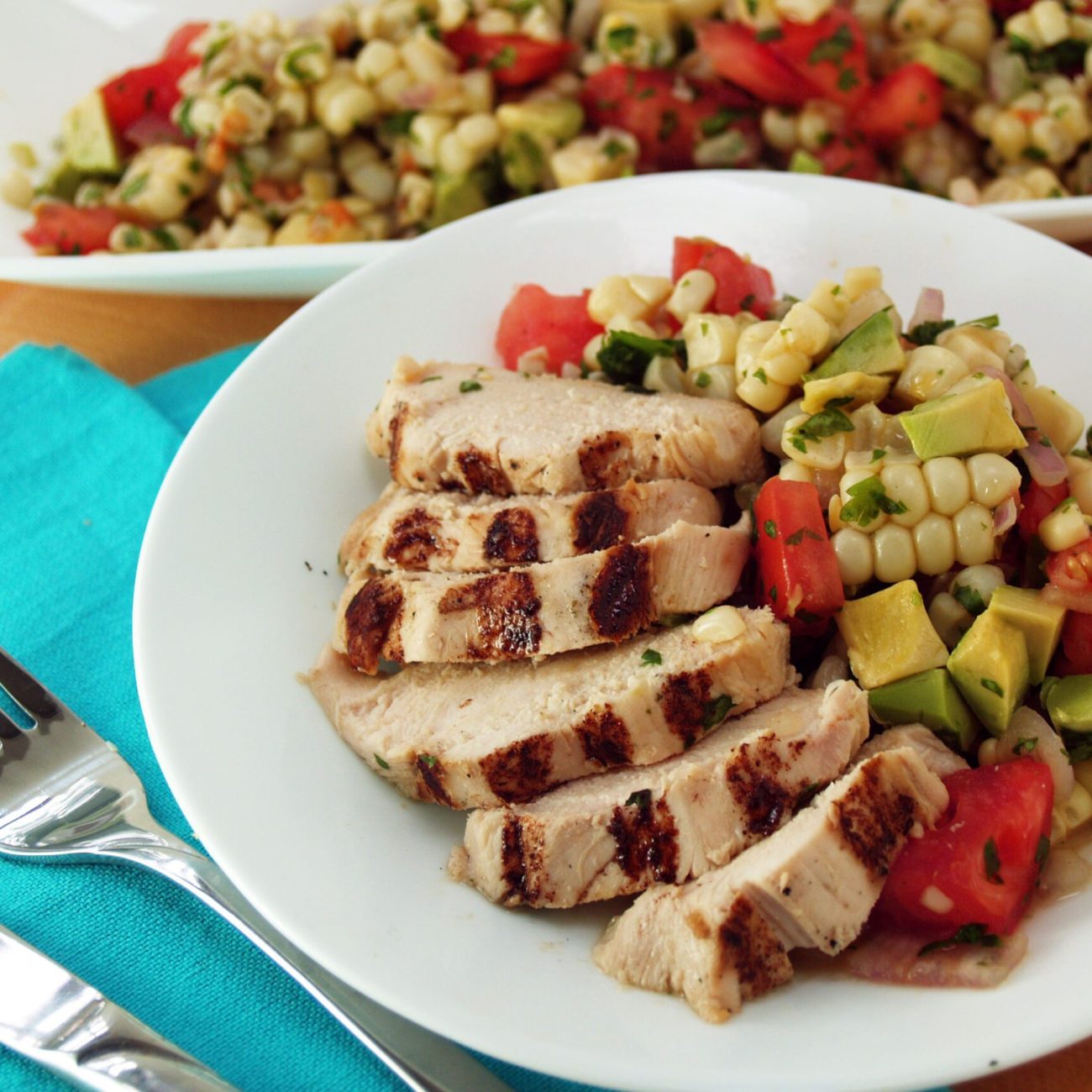 Grilled Chicken Breasts With Grilled Corn And