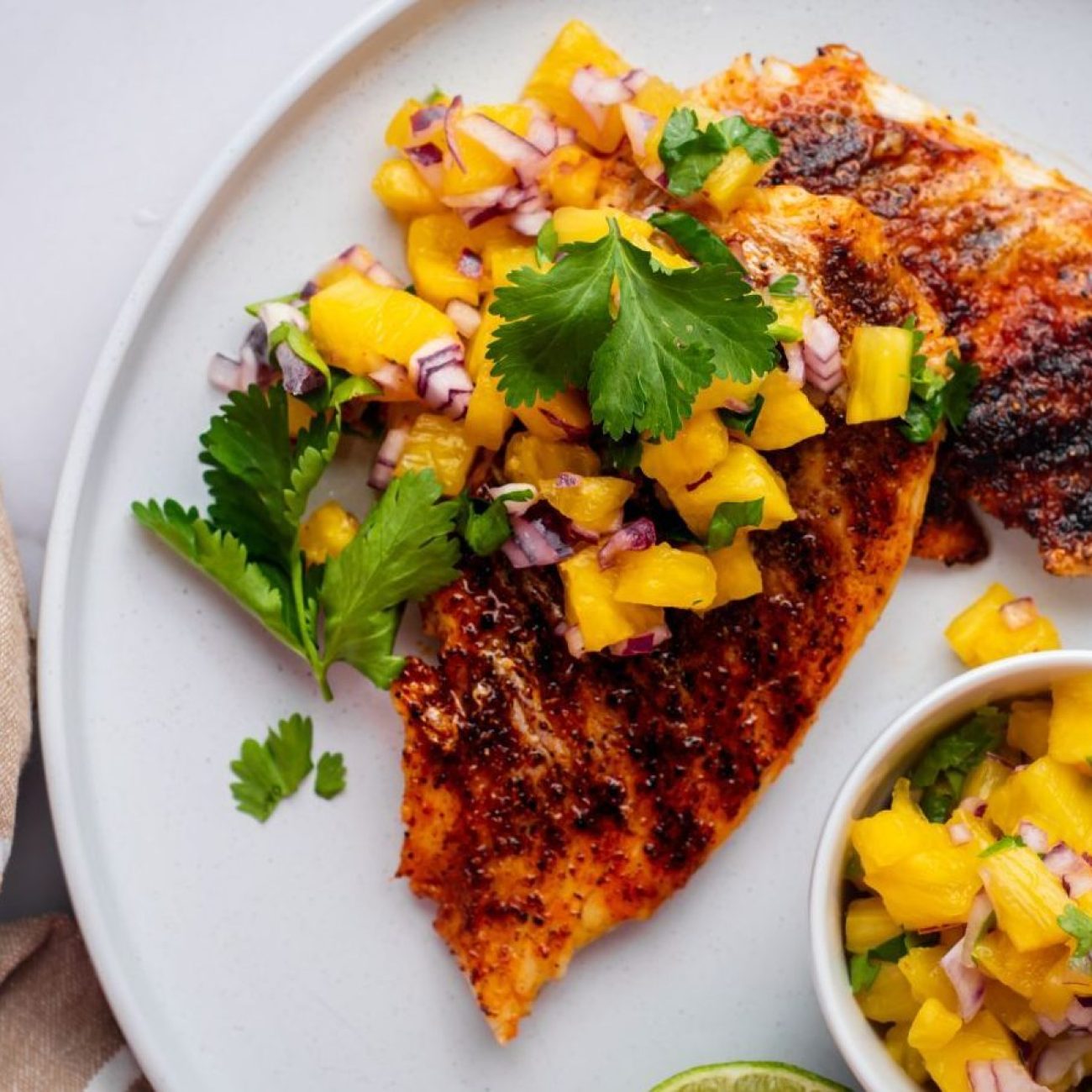 Grilled Halibut & Pineapple Mango Salsa Gluten