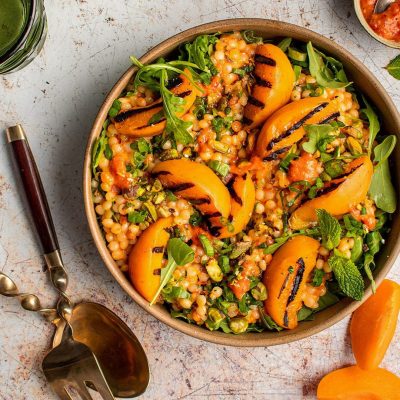 Grilled Pork, Couscous Dried Cherry Salad