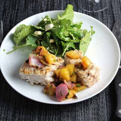 Grilled Swordfish Steaks Topped With Fresh Papaya Salsa