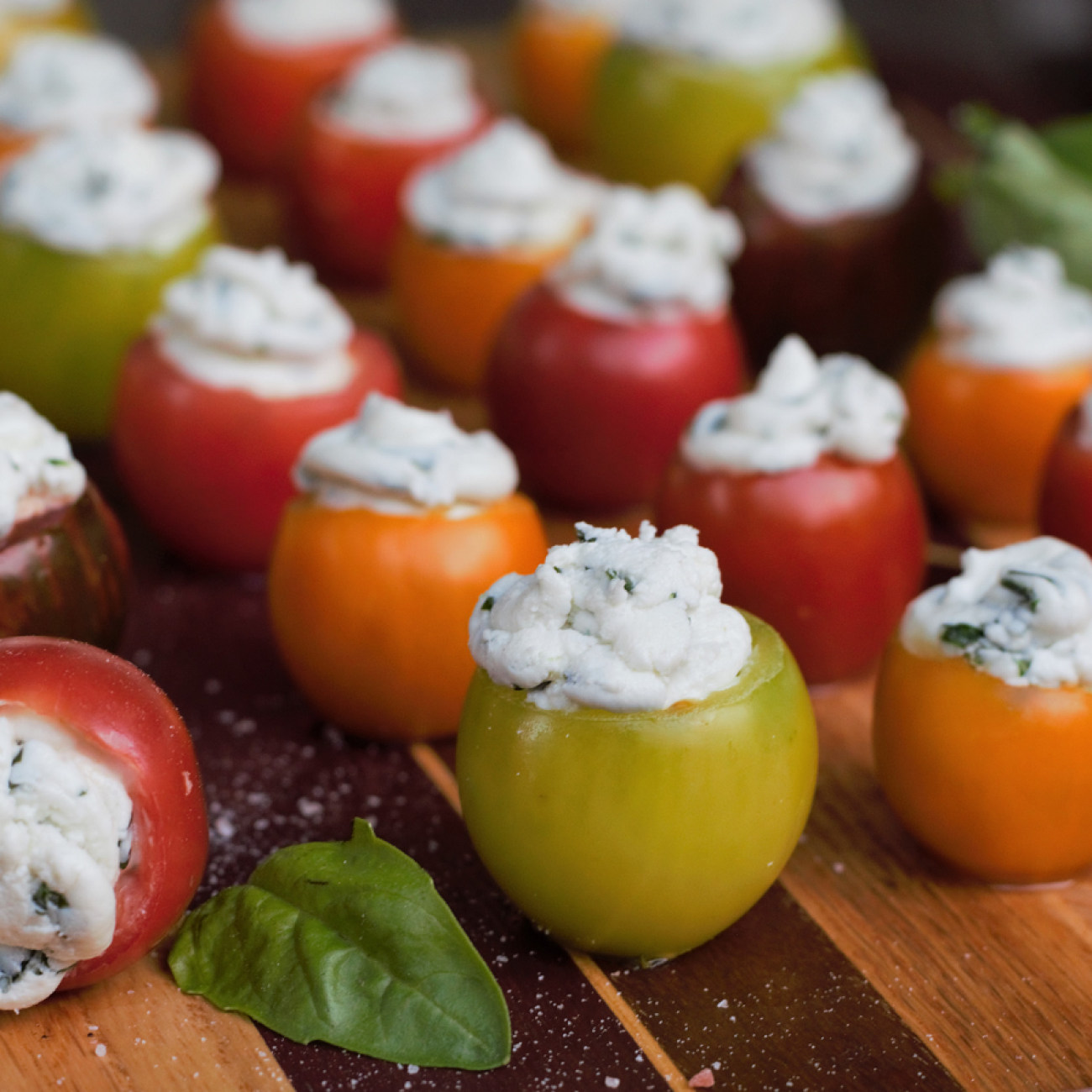 Grilled Tomato, Basil, And Goat Cheese