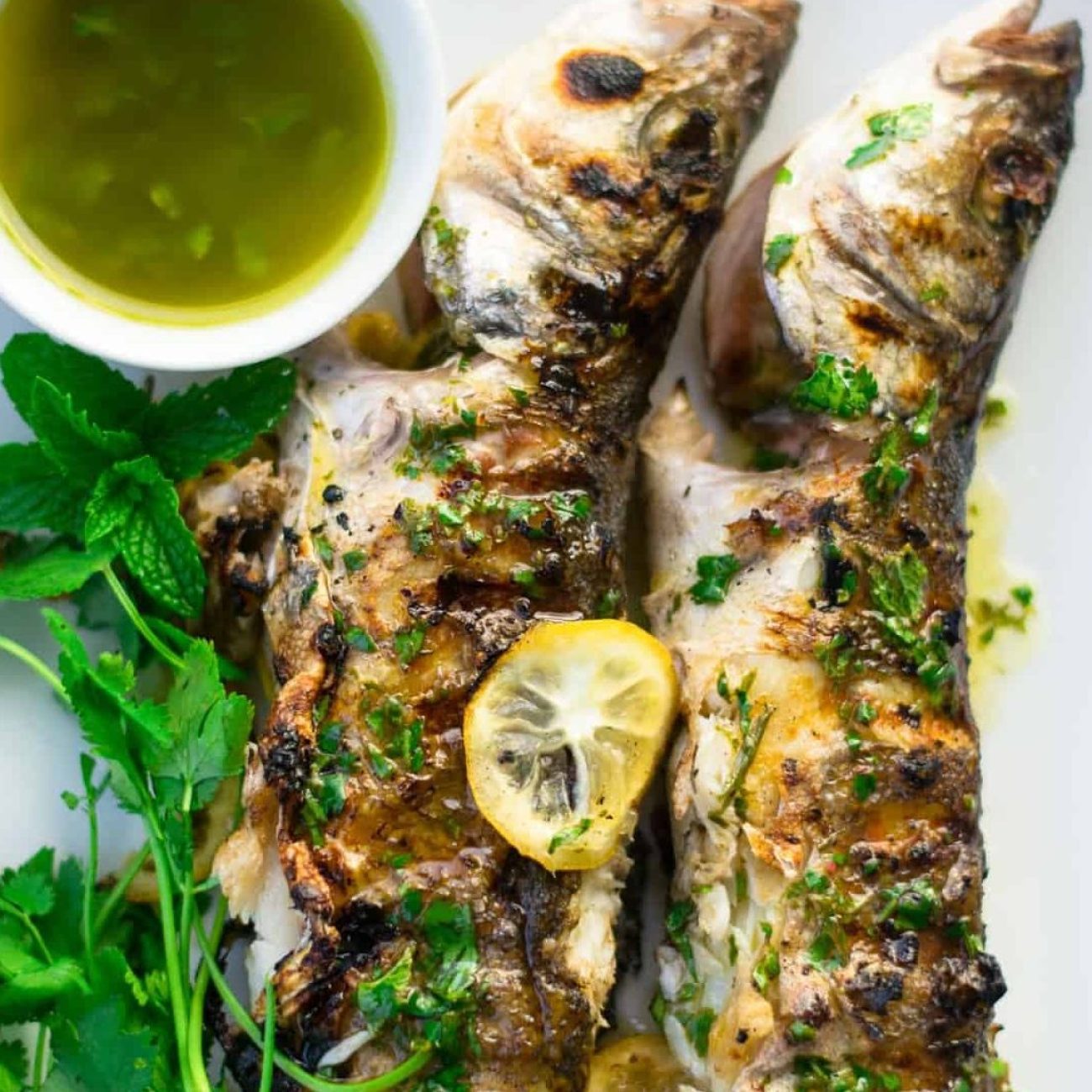 Grilled Whole Fish In Chile, Garlic And Mint