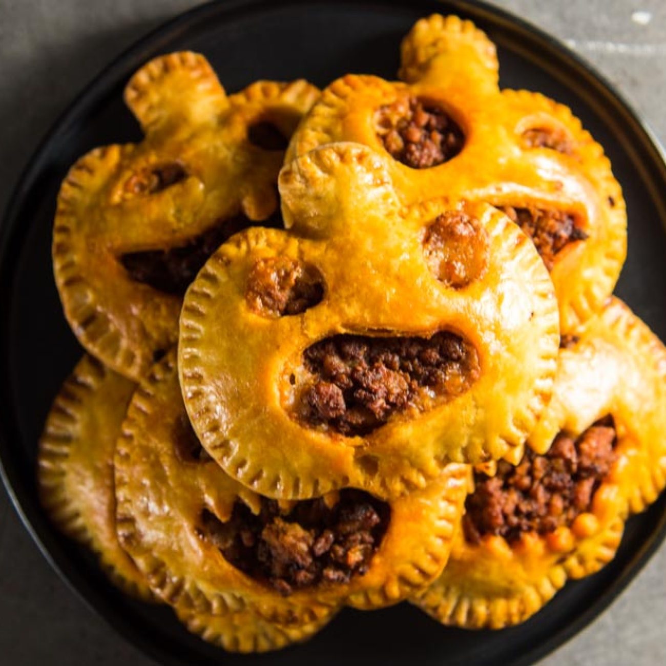 Halloween Jack- O-Lantern Beef Pies