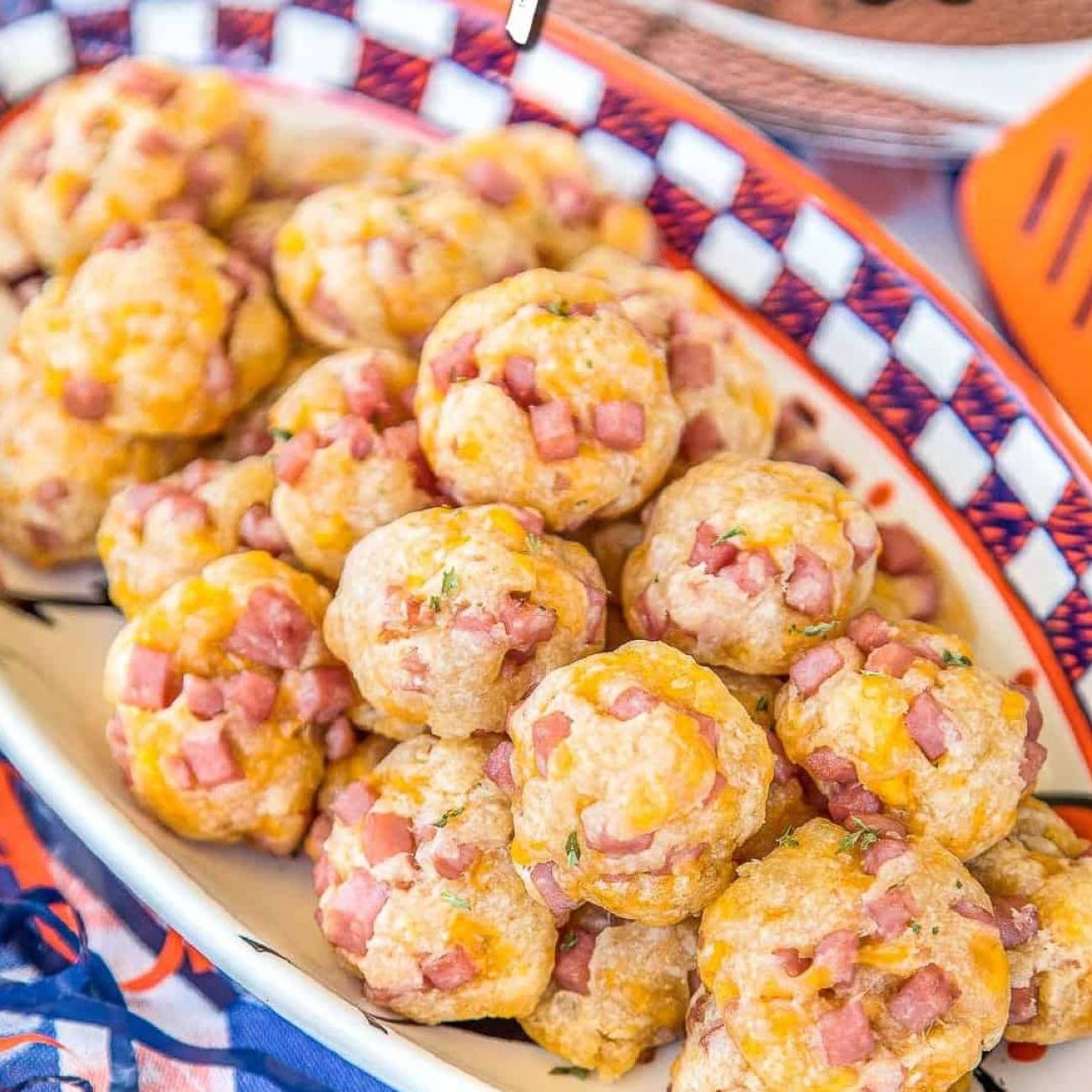 Ham & Cheese On Potato Bites With Honey Mustard