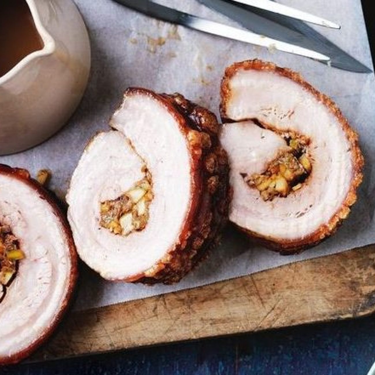 Ham Steak Roulade With Raisin Stuffing