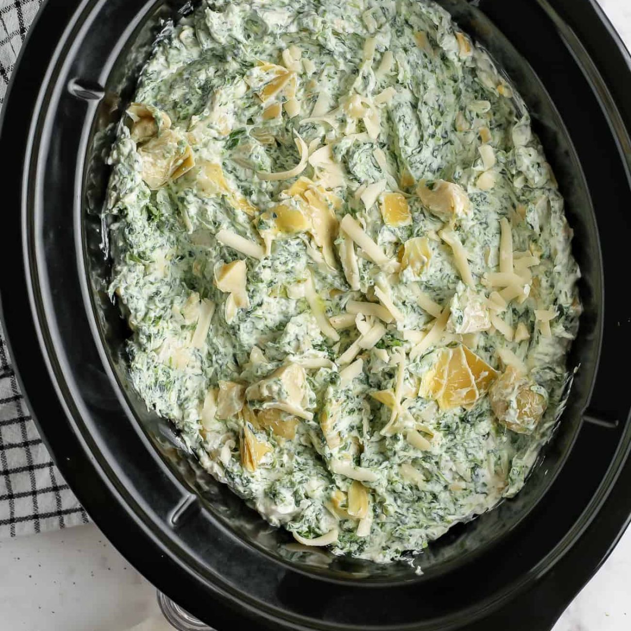 Healthy Slow Cooker Spinach Artichoke Dip