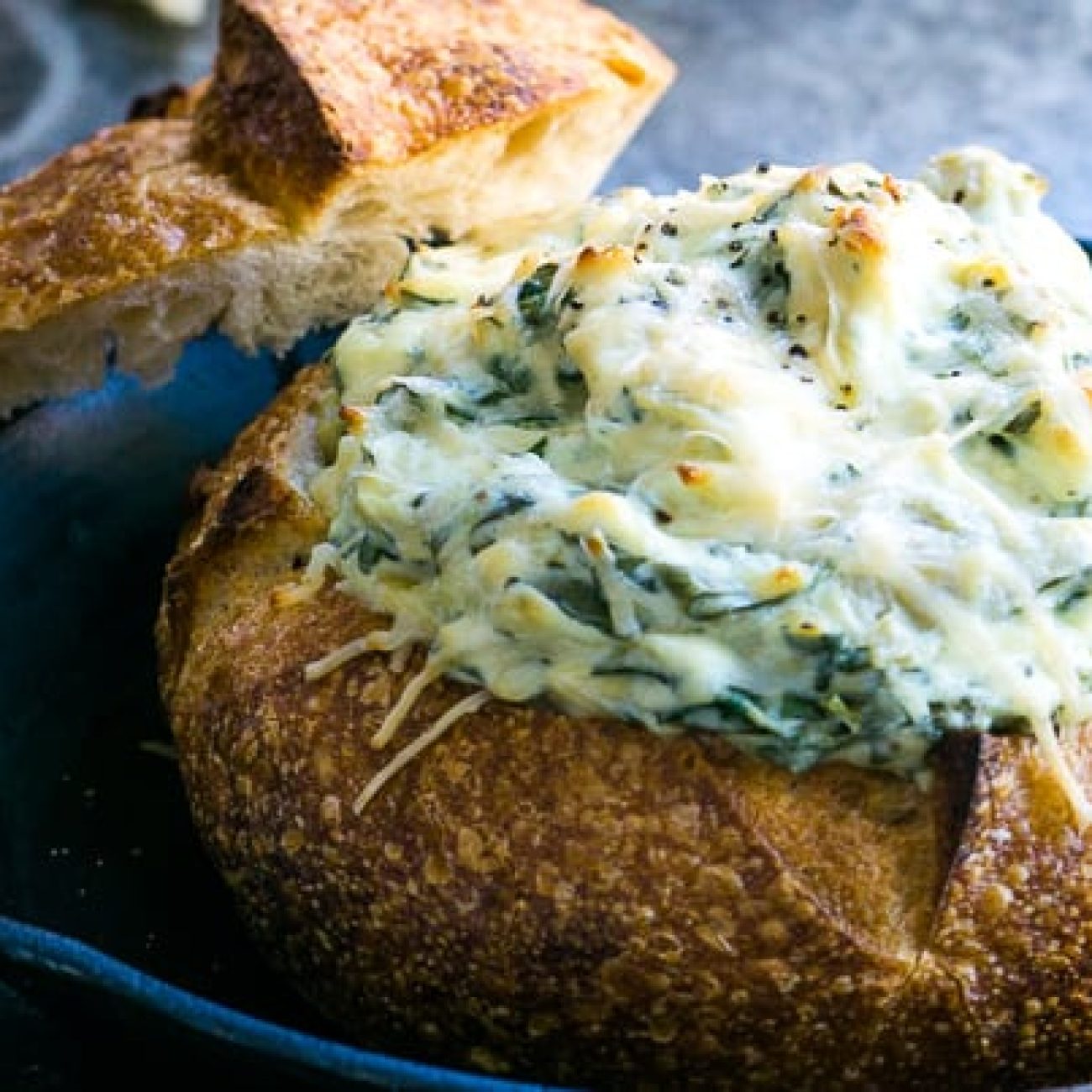 Healthy Spinach and Cheese Stuffed Bread Bowls