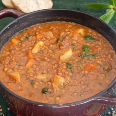 Hearty Spinach And Red Lentil Soup Recipe