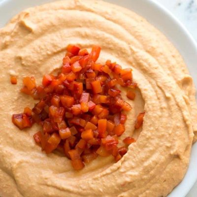 Hummus Bake With Red Bell Pepper And