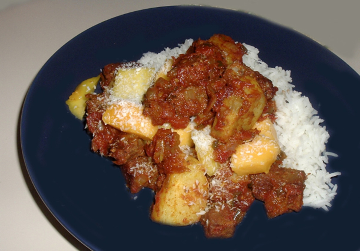 Jamaican Curry Beef Ribs With Papaya & Mango