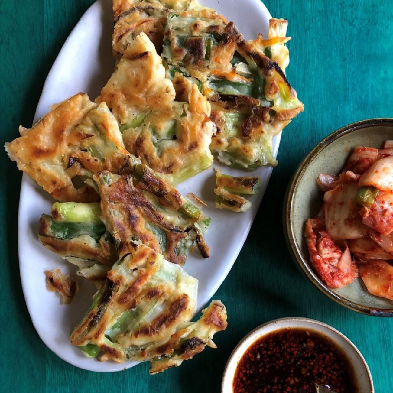 Korean Green Onion & Shrimp Pancakes With