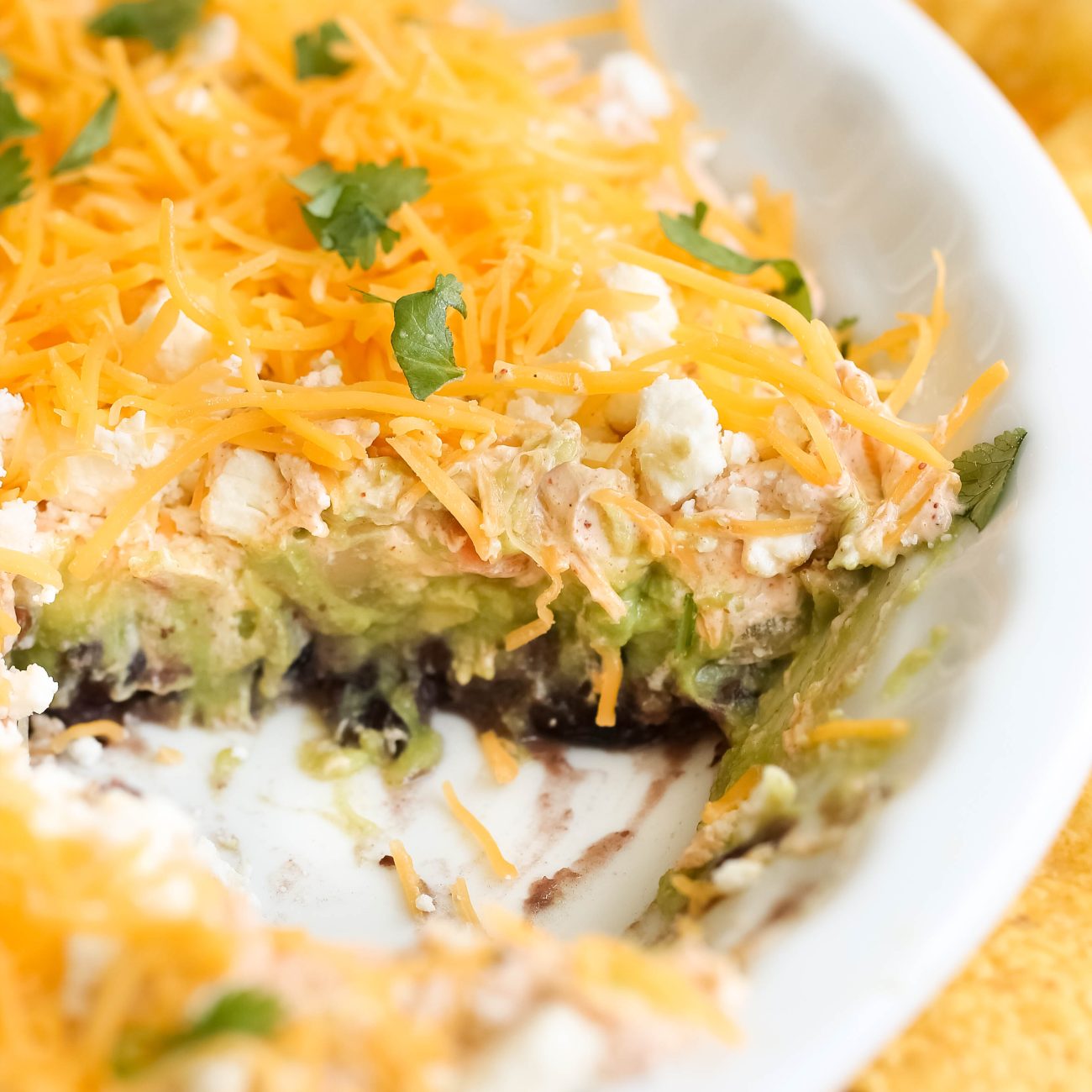 Layered Guacamole with Creamy Cotija Cheese Dip