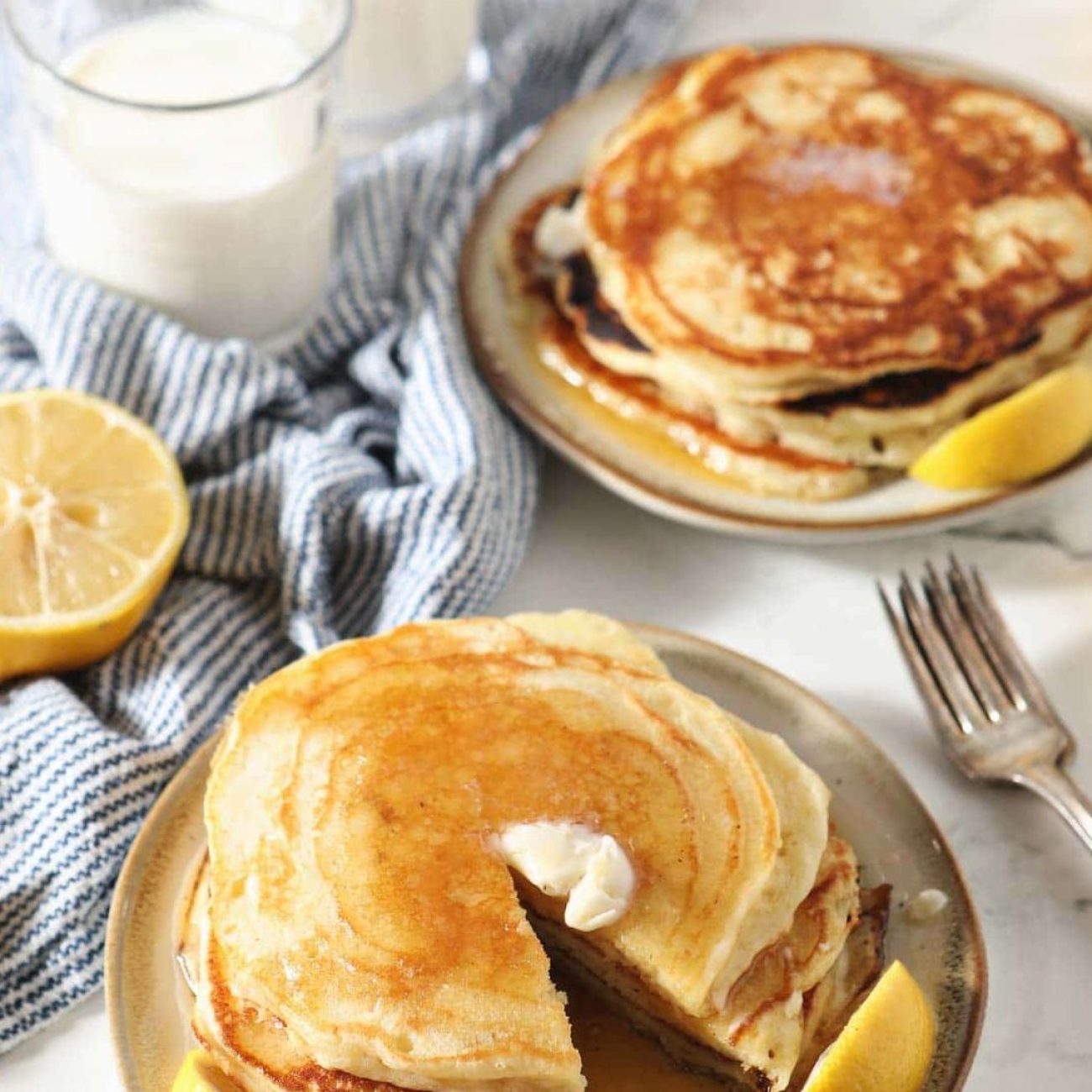 Lemon Buttercream Pancakes With