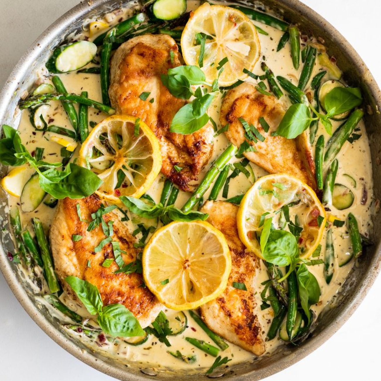 Lemon Chicken Fettuccine With Snow Peas