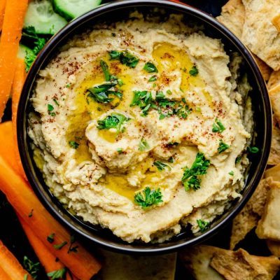 Lemon-Garlic Chick Pea Dip With Veggies And