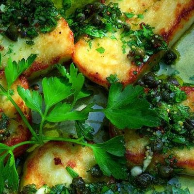 Lemon Haloumi With Fried Capers