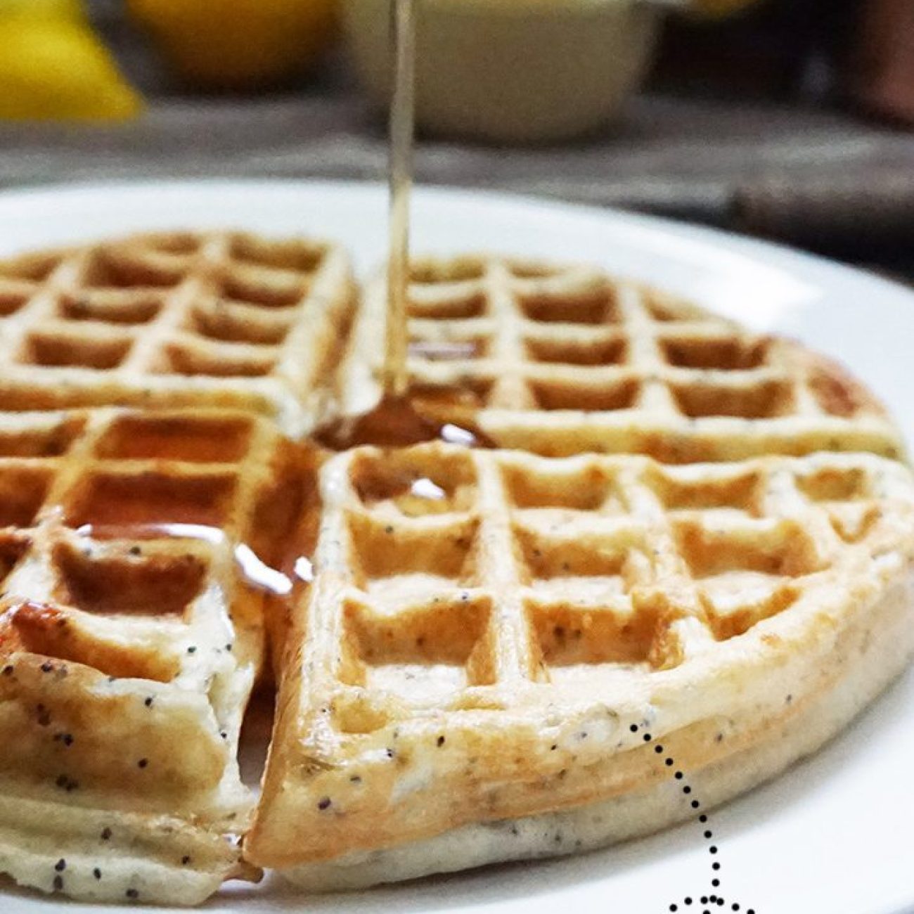 Lemon-Poppy Seed Waffles With Blueberry