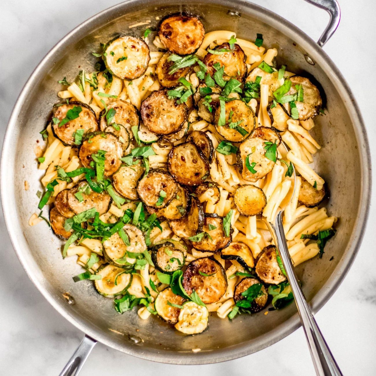 Lemon Zucchini Ribbons With Roasted Red