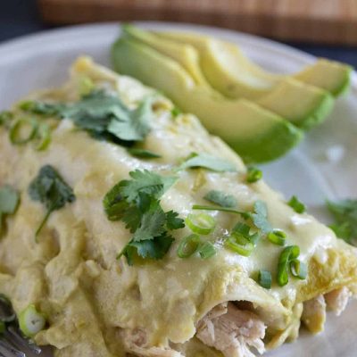 Lighter Green Chile Chicken Enchilada