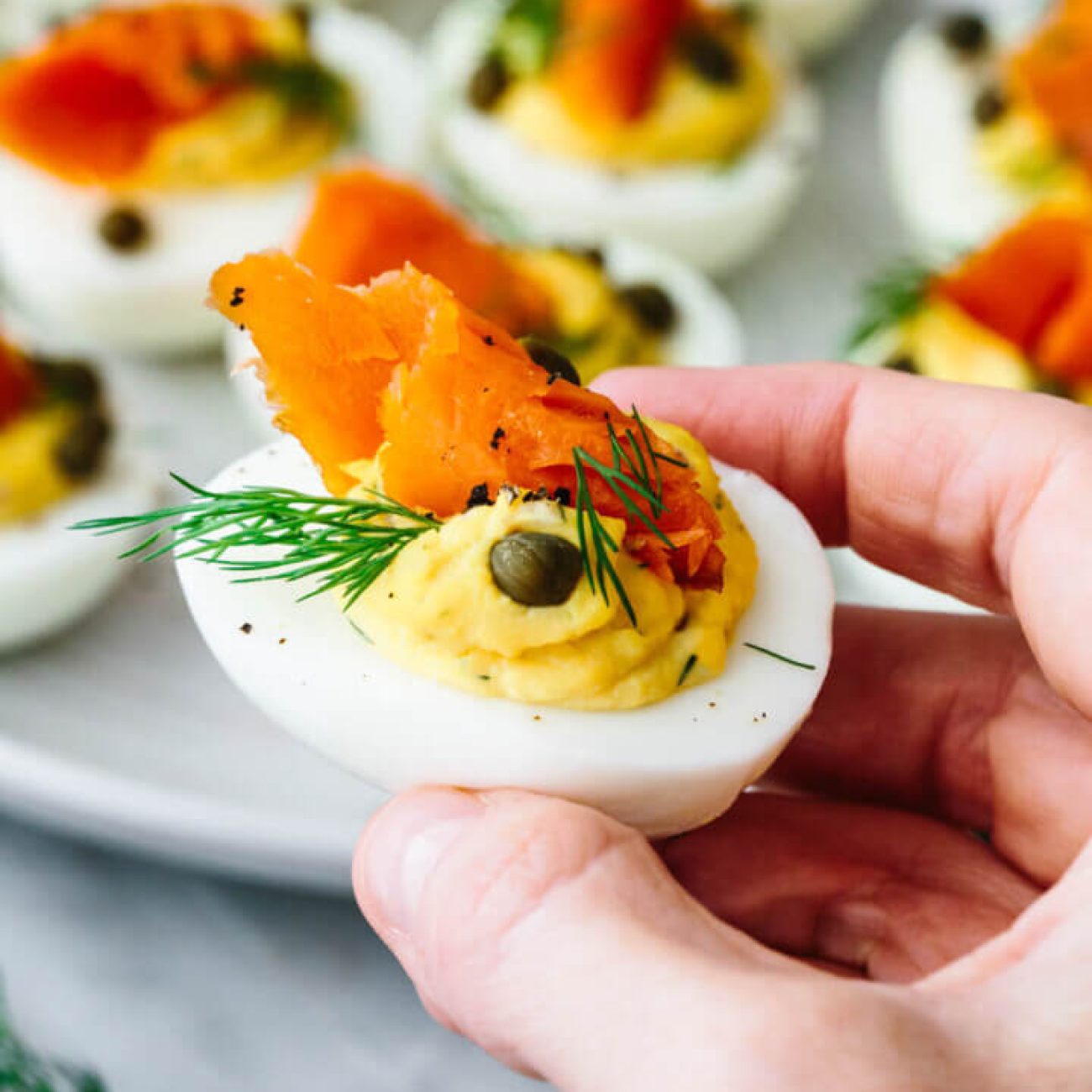 Low Fat Lox Stuffed Eggs