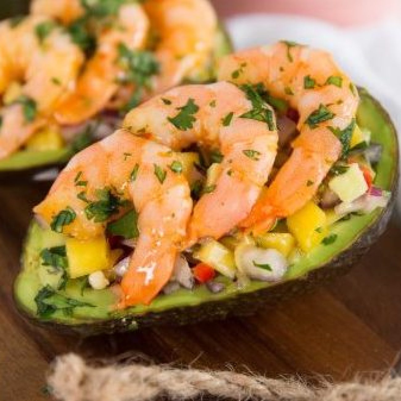 Marinated Shrimp In Halved Avocados