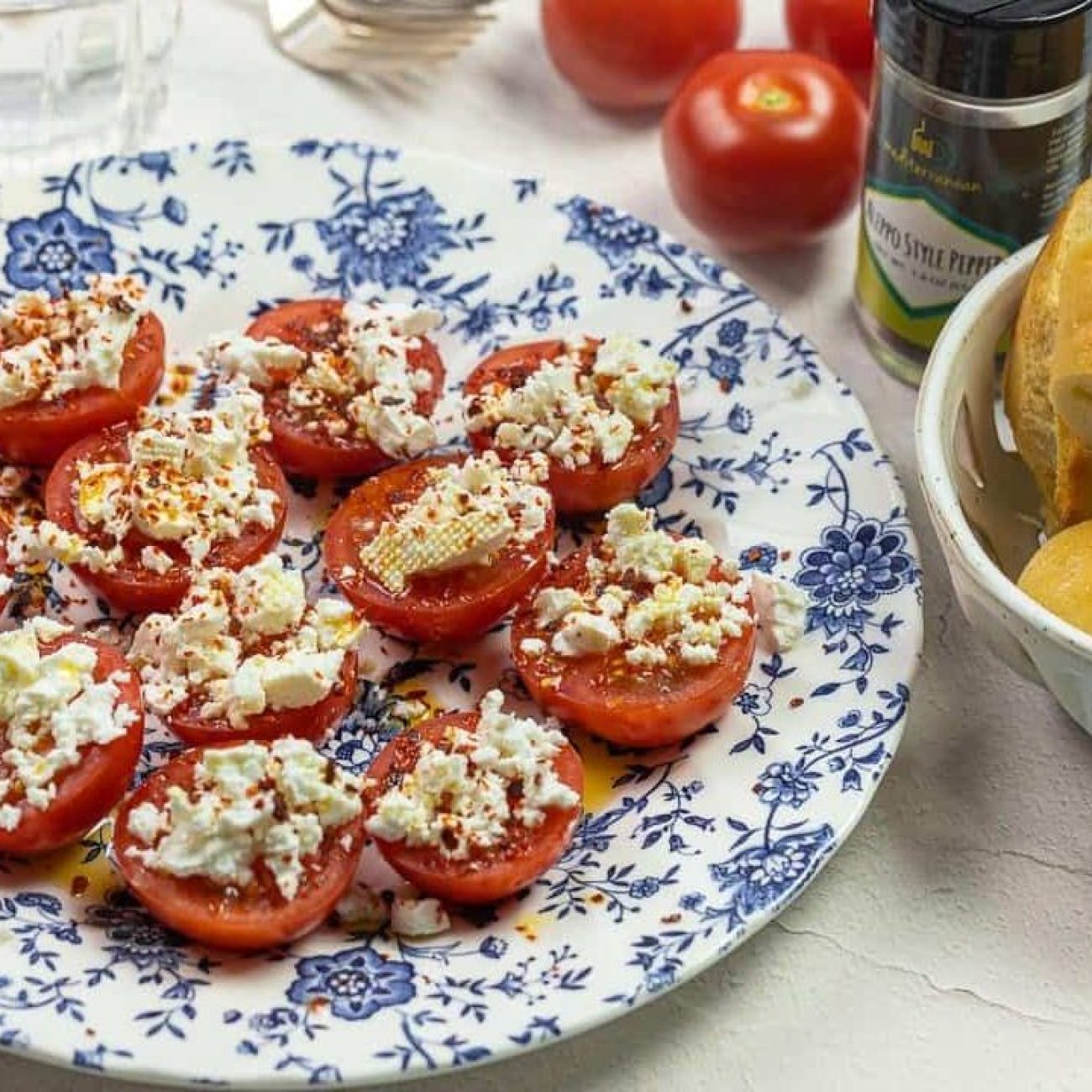 Mediterranean Feta and Olive Bruschetta with Fresh Tomatoes