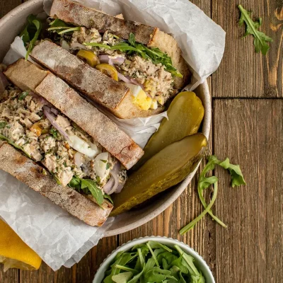 Mediterranean- Style Tuna And Olive Sandwich