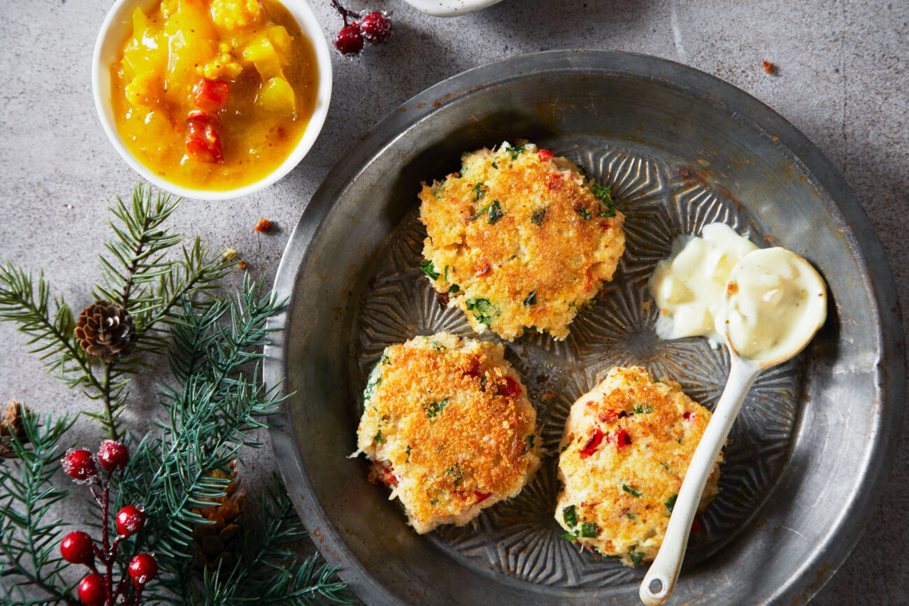 Mini Scallion Crab Cakes With Wasabi