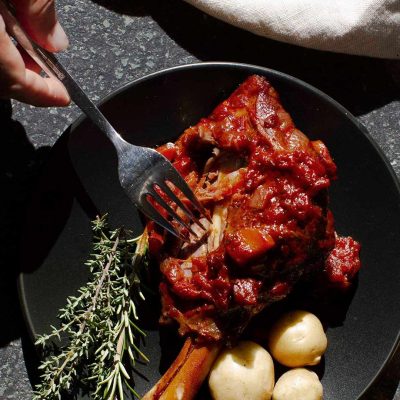 Moroccan-Style Braised Baby Lamb Shanks