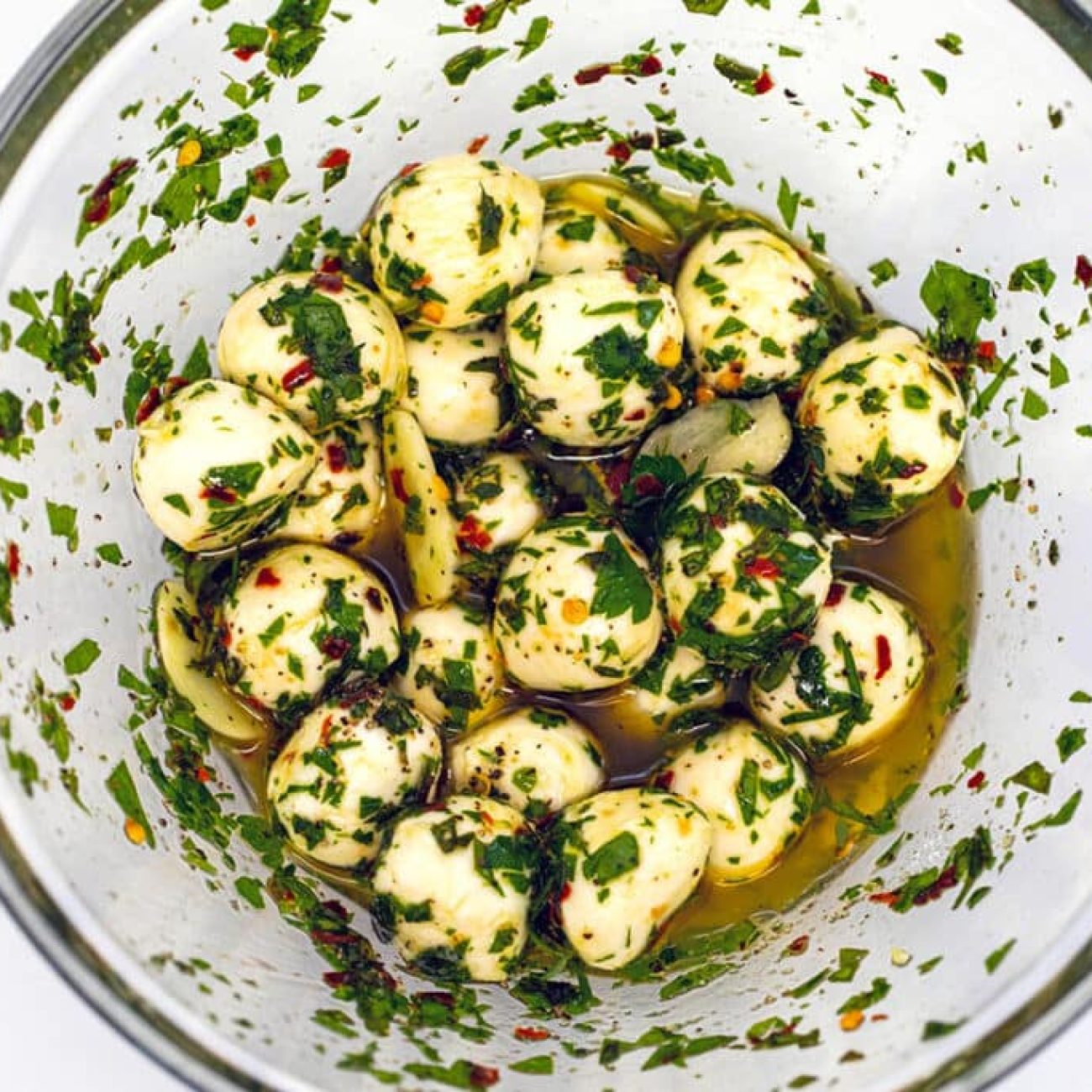 Mozzarella Marinated With Basil And