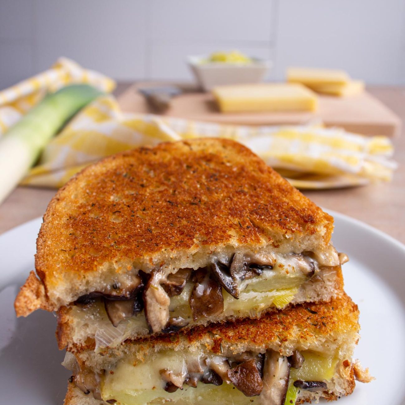 Mushroom And Pepper Cheese Toastie Grilled
