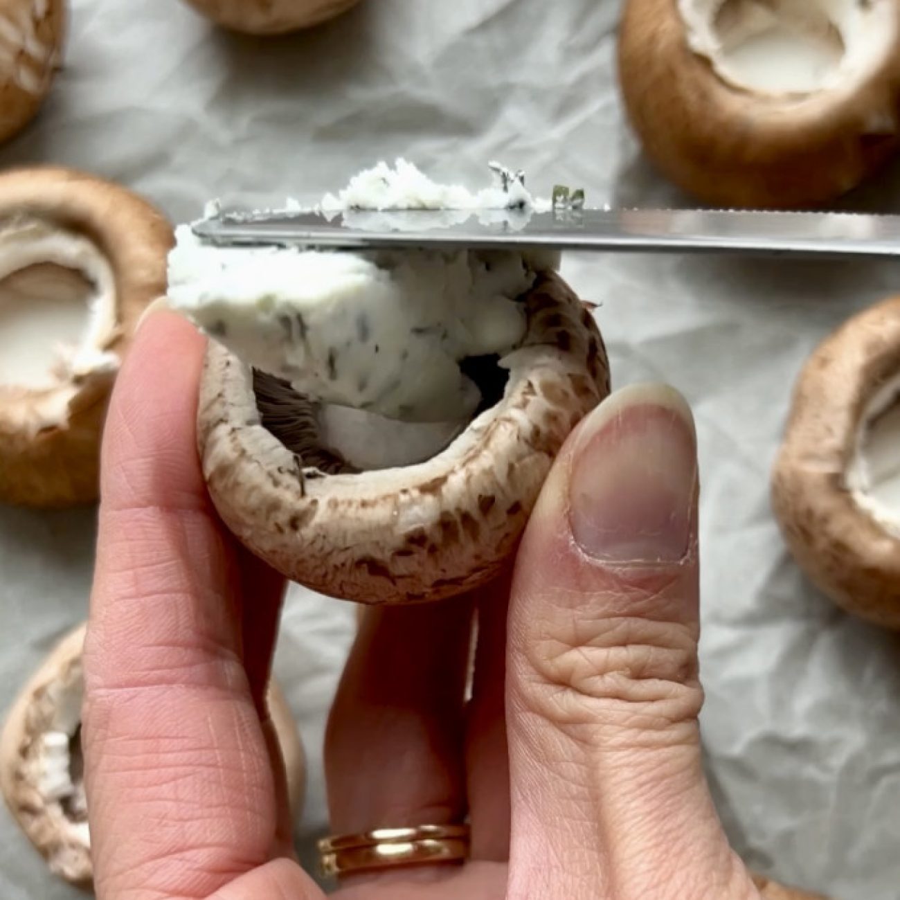 Mushroom Caps Stuffed With Smoked Salmon