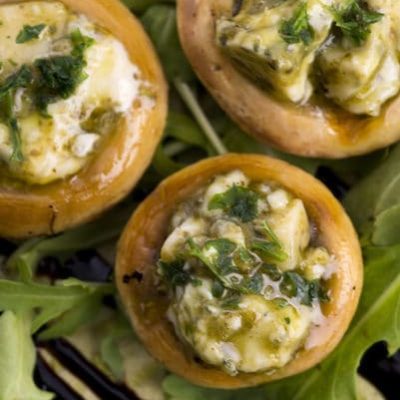 Mushrooms Stuffed With Barley And Blue