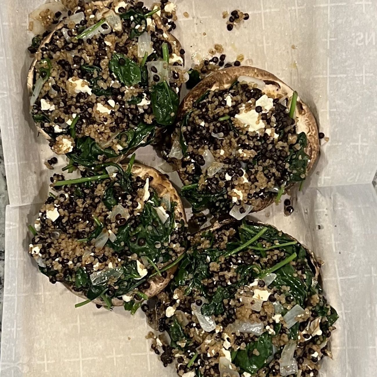 Mushrooms Stuffed With Spinach, Quinoa