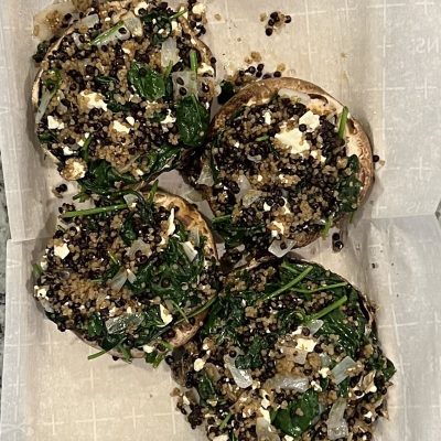 Mushrooms Stuffed With Spinach, Quinoa