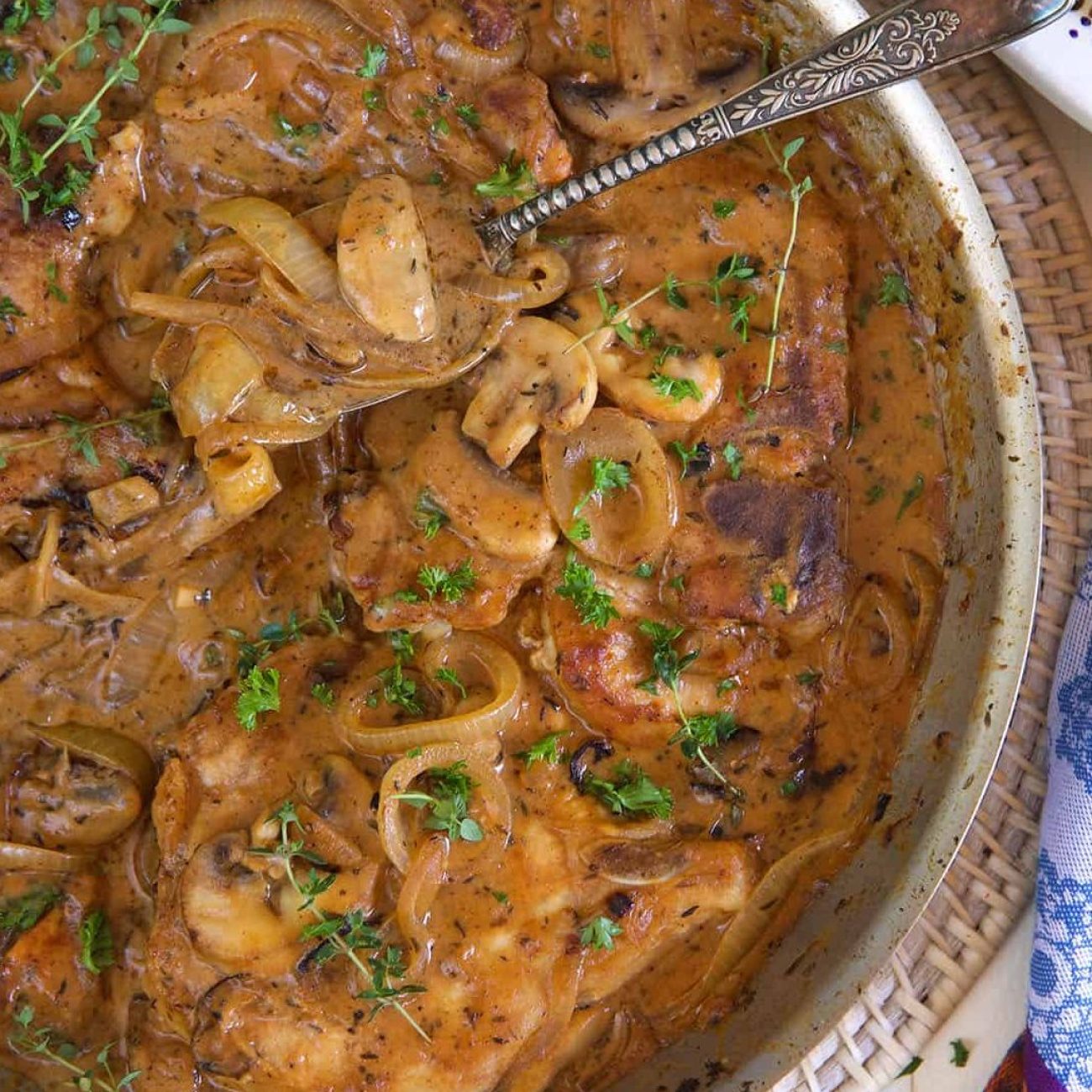 Onion And Garlic Smothered Pork Chops