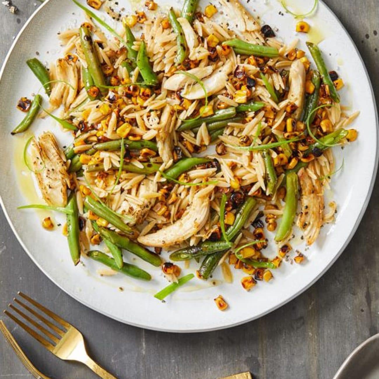 Orzo With Chicken, Corn And Green Beans