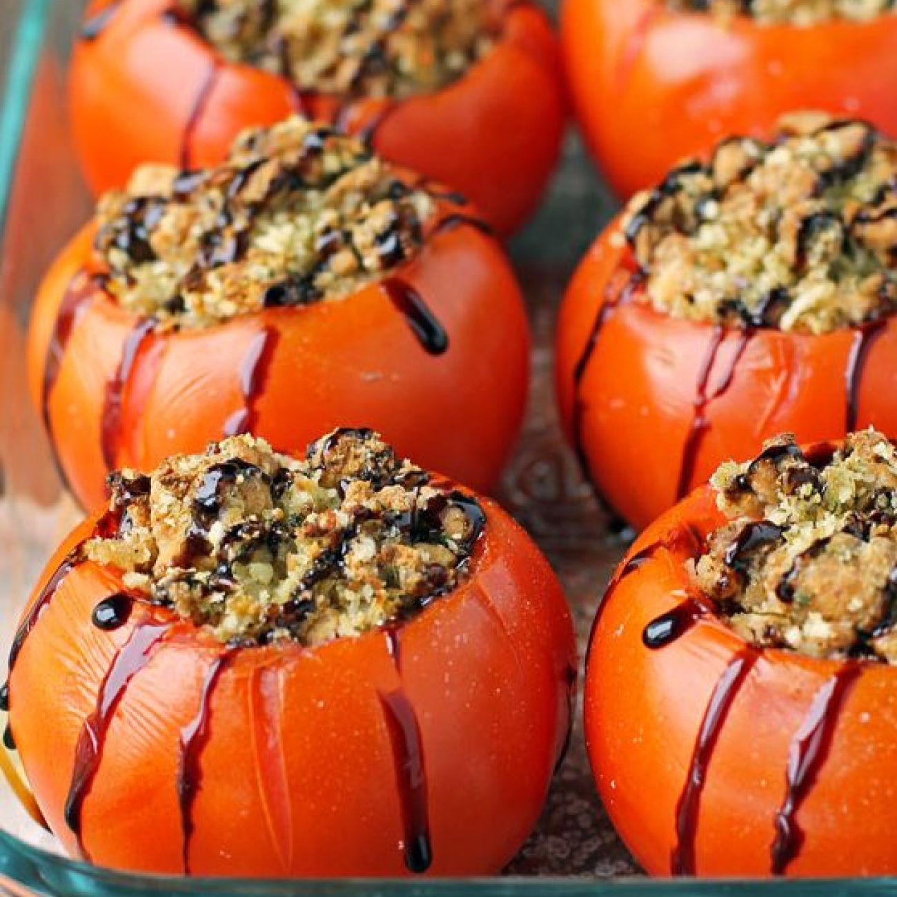 Oven-Roasted Tomatoes Stuffed with Savory Herbs and Cheese