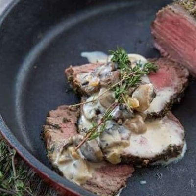 Pan Roast Beef Tenderloin With A Mushroom