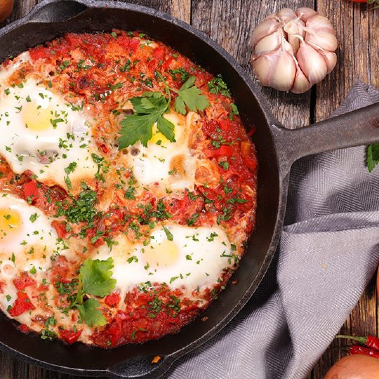 Paprika Tomatoes With Poached Eggs