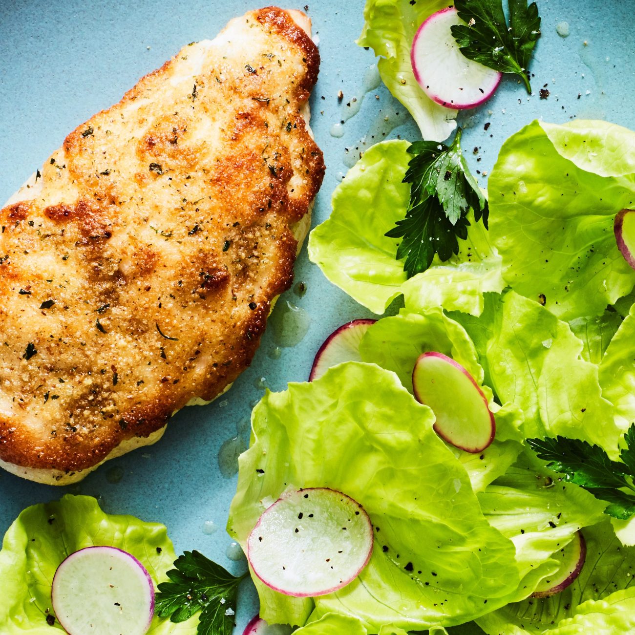 Parmesan- Crusted Chicken With Arugula